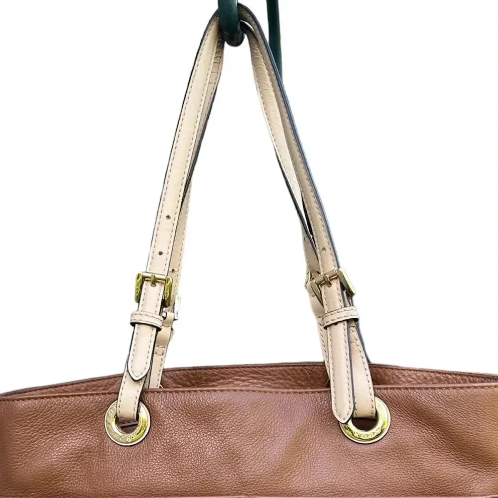 Michael Kors Women's Bedford Shoulder Tote Handbag Purse Medium Saddle Leather